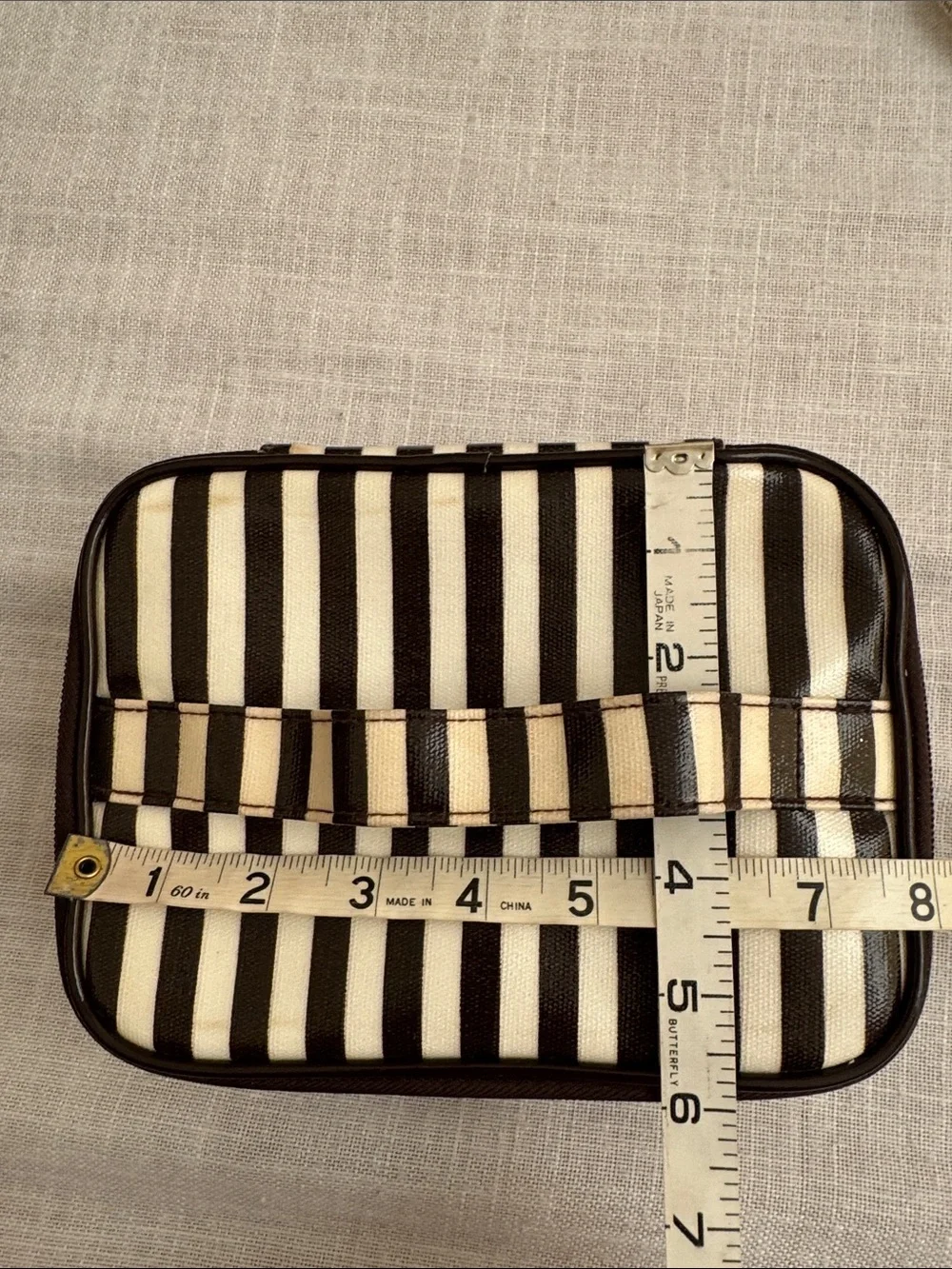 Vintage Henri Bendel Striped /Monogram and Clear Travel Cosmetic Bags - Set of 3